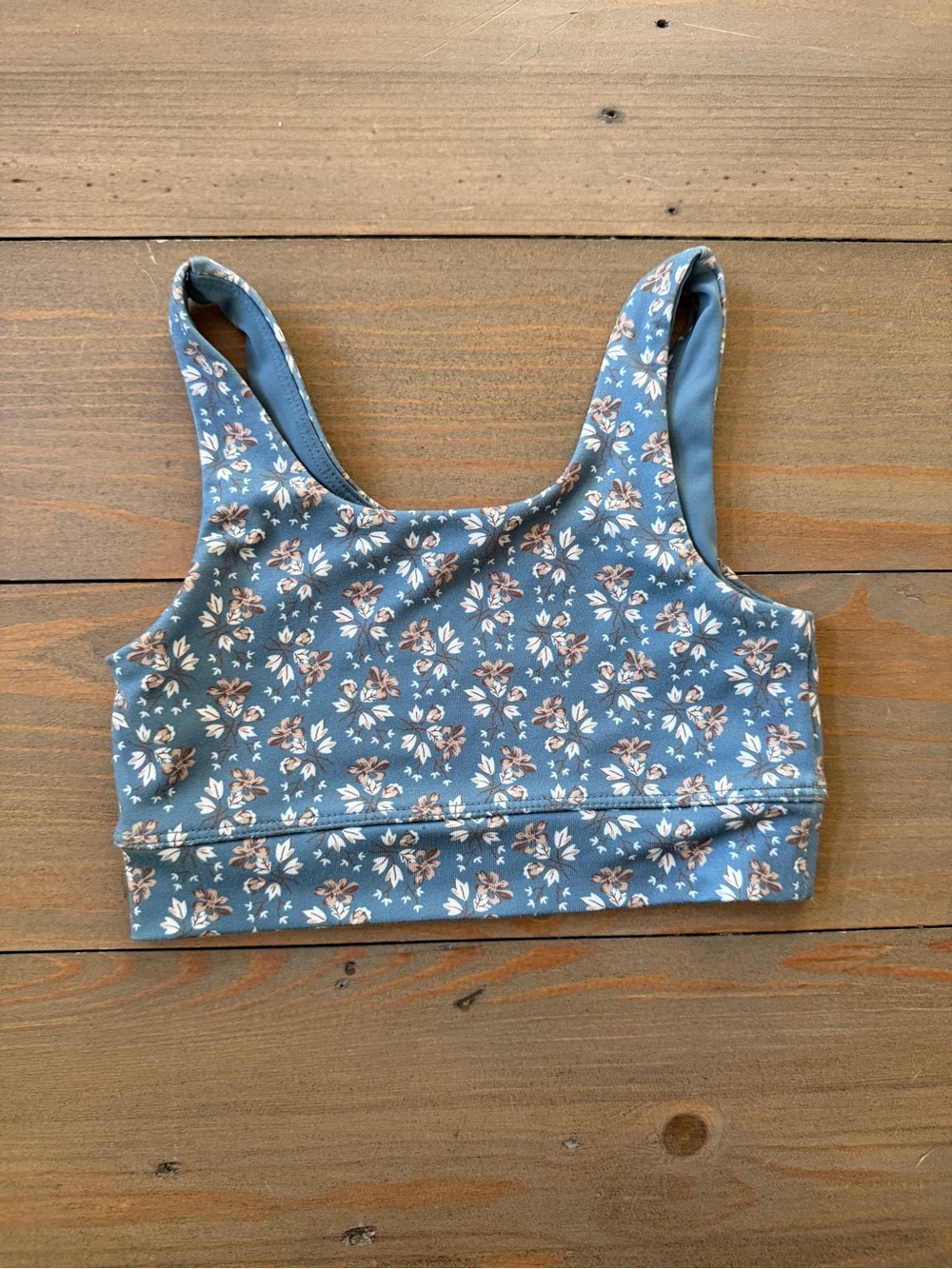 Rylee + Cru Floral Print Blue Sports Bra - 4-5 Years